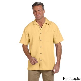 Harriton Mens Barbados Textured Camp Shirt Yellow Size XXL