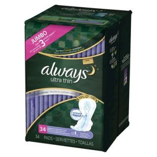 Always Ultra Thin Extra Heavy Overnight Pads   34 Count