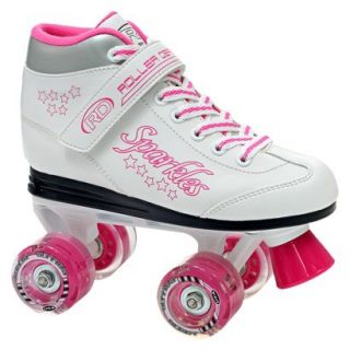 Lake Placid White/Pink Sparkles Girls Lighted Wheel Skate   5.0
