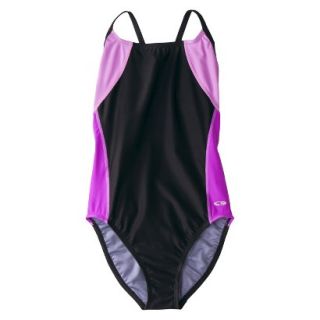 C9 by Champion Womens Freestyle Swim Tank   Black/Purple L
