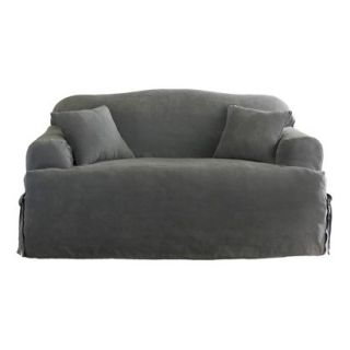 Sure Fit Soft Suede T Sofa Slipcover   Smoke Blue