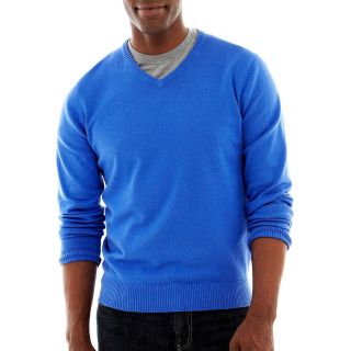 V Neck Sweater, Blue, Mens