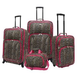 U.S. Traveler 4 Piece Leopard Print Fashion Spinner Luggage Set