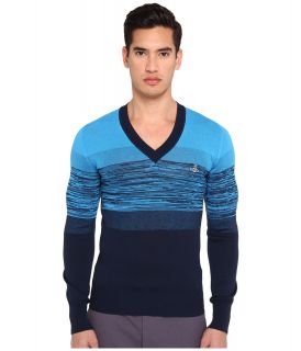 Vivienne Westwood MAN Long Sleeve V Neck Mens Sweater (Blue)
