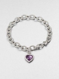 Judith Ripka Sterling Silver Charm Bracelet/Amethyst   Purple