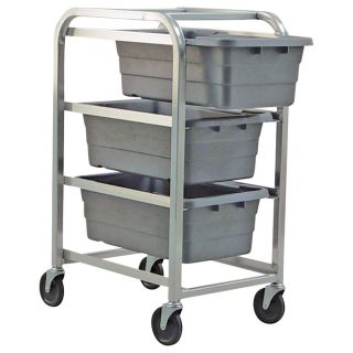 Quantum Storage 3 Shelf Cart With 3 Cross Stack Tubs   27 Inch x 19 Inch x 41