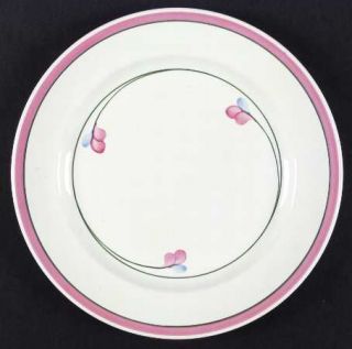 Rorstrand Jenny Dinner Plate, Fine China Dinnerware   Pink & Green Bands, Pink/B