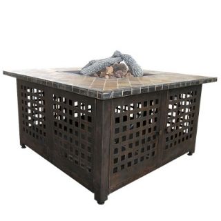 Uniflame LP Gas Outdoor Fire Pit with Slate and Marble Mantle