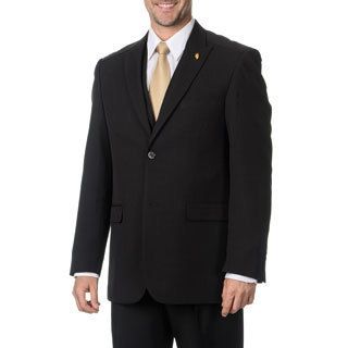 Falcone Mens Black Vested 3 piece Suit