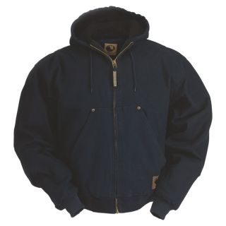 Berne Original Washed Hooded Jacket   Quilt Lined, Navy, XL, Model HJ375
