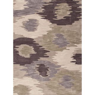 Hand tufted Contemporary Abstract Gray/ Black Rug (76 X 96)