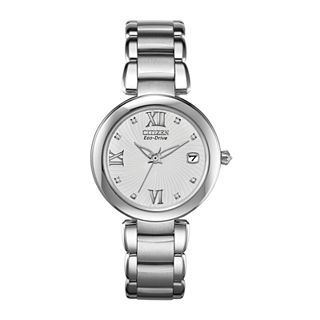 Citizen Signature Marne Womens Diamond Accent Silver Tone Watch EO1110 53A