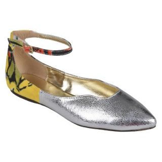 Womens Bamboo By Journee Ankle Strap Flats   Silver 6.5
