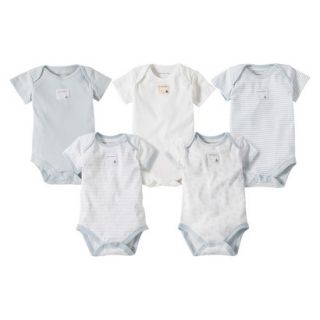 Burts Bees Baby Newborn Boys 5 Pack Short sleeve Bodysuit   Sky Blue 18 M