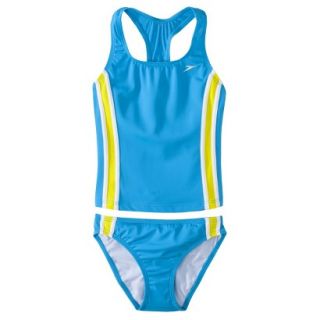 Speedo Girls 2 Piece Racer Back Tankini Swimsuit Set   Blue 7