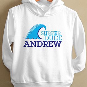 Personalized Toddlers Hooded Sweatshirts   Surfer Dude