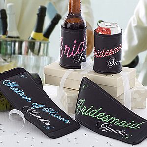 Personalized Bridal Part Can & Bottle Wraps   Rhinestones