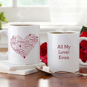 Personalized Romantic Coffee Mugs   Heart of Love