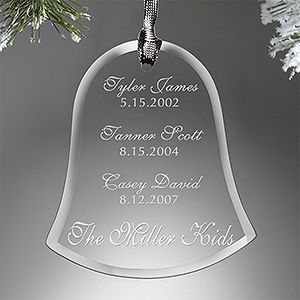Personalized Christmas Ornaments   Engraved Glass   Family Special Dates