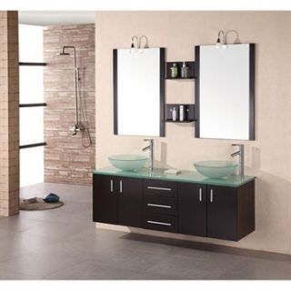 Design Element Portland 61 Wall Mount Bathroom Vanity with Vessel Sinks   Espre