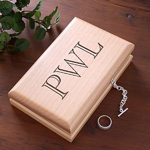 Personalized Mens Wood Valet Jewelry Box With Monogram
