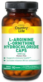 Country Life   L Arginine L Ornithine Hydrochloride Caps 1000 mg.   90 Capsules