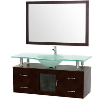 Accara 48 Wall Mounted Bathroom Vanity with Drawers   Espresso w/ Clear or Fros