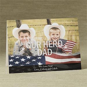 Personalized Military Photo Greeting Cards   American Flag