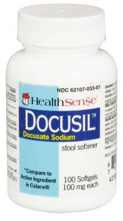 Health Sense   Docusil Docusate Sodium Stool Softener 100 mg.   100 Softgels