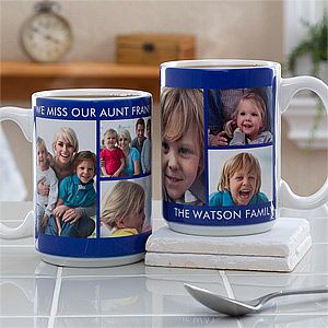 Large Personalized Photo Coffee Mugs   Picture Perfect 6 Photo Collage