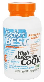 Doctors Best   High Absorption CoQ10 with BioPerine 200 mg.   180 Vegetarian Capsules