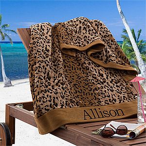 Personalized Beach Towels   Cheetah Print