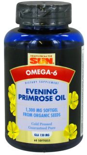Health From The Sun   Evening Primrose Oil From Organic Seeds 1300 mg.   60 Softgels