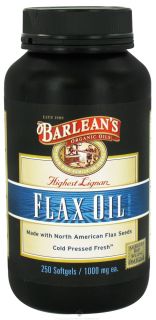 Barleans   Highest Lignan Flax Oil 100% Organic 1000 mg.   250 Capsules