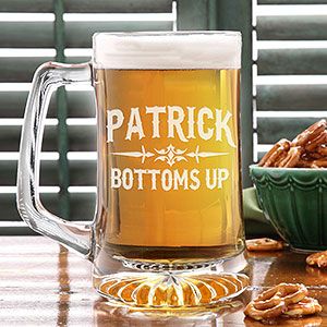 Personalized Glass Beer Mugs   Raise Your Glass