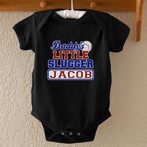Personalized Baseball Baby Bodysuits   Daddys Little Slugger