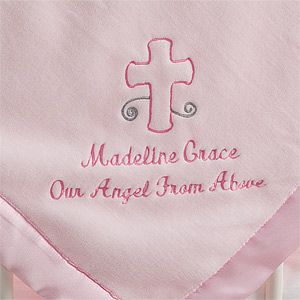 Personalized Christian Baby Blankets   God Bless Baby   Pink