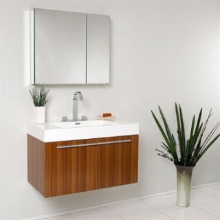 Fresca Vista Teak Modern Bathroom Vanity with Medicine Cabinet