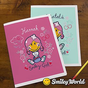 Personalized Kids Folders   Smiley Girl
