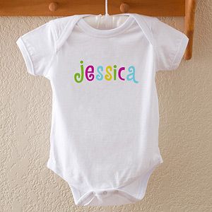 Personalized Baby Bodysuit   Hot Pastel Design