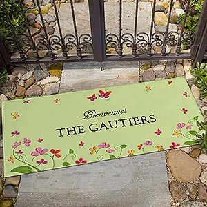 Large Personalized Family Doormats   Floral Welcome