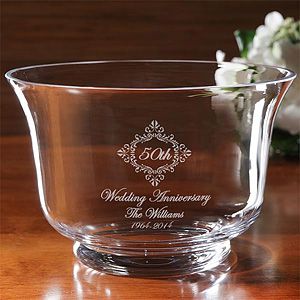 Personalized Anniversary Gift Crystal Bowl