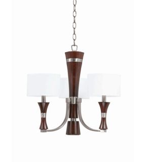 Brady 3 Light Mini Chandeliers in Brushed Steel And Wood 32708