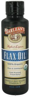 Barleans   Highest Lignan Flax Oil 100% Organic   8 oz.