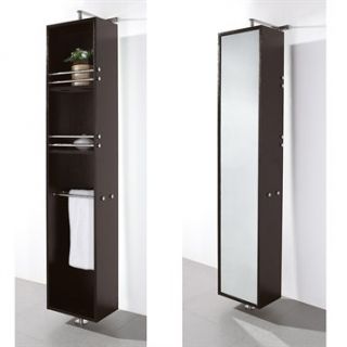 Claire Rotating Floor Cabinet with Mirror by Wyndham Collection   Espresso
