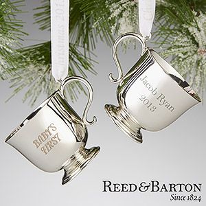 Personalized Babys First Christmas Ornament   Reed & Barton Silver Cup