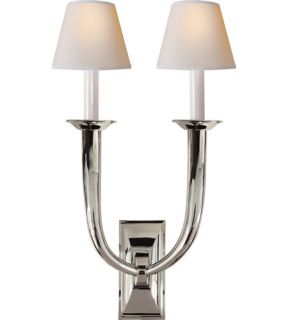 Studio French Deco Horn 2 Light Wall Sconces in Polished Nickel S2021PN NP