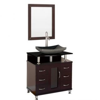 Accara 30 Bathroom Vanity   Espresso w/ Black Granite Counter