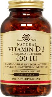 Solgar   Vitamin D3 Cholecalciferol 400 IU   250 Softgels