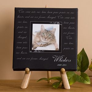 Photo Pet Memorial Canvas Table Top Art   Paw Prints On Our Hearts
